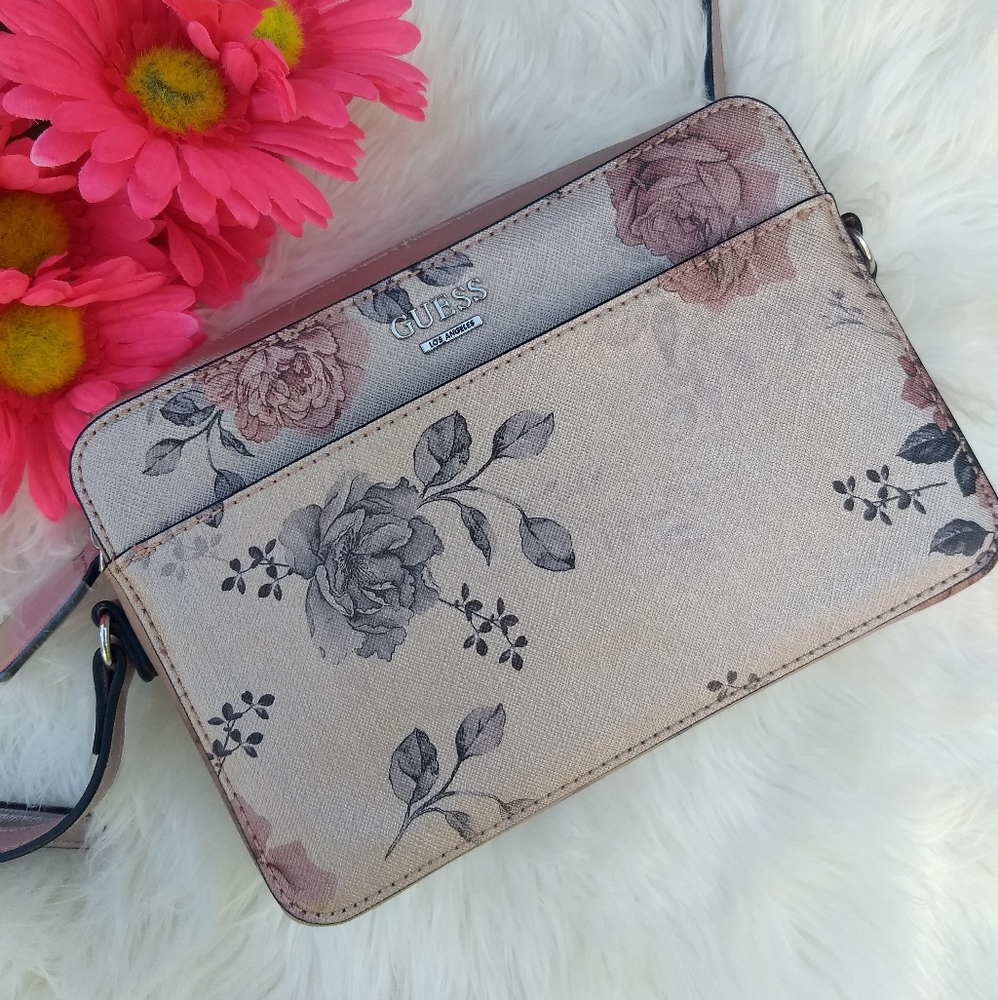 RARE Guess Rose Gold Floral Mini Campos Crossbody Bag